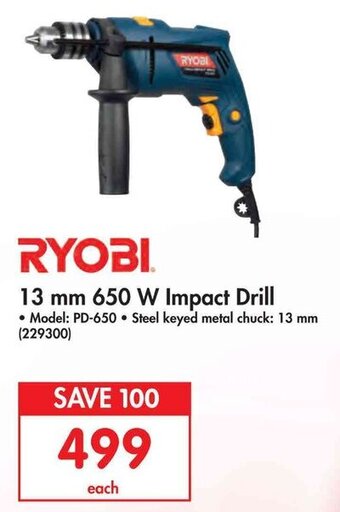 Makro Ryobi 13mm 650W Impact Drill offer