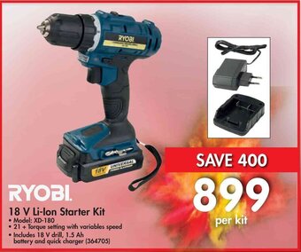 Makro Ryobi 18V Li-Ion Starter Kit offer