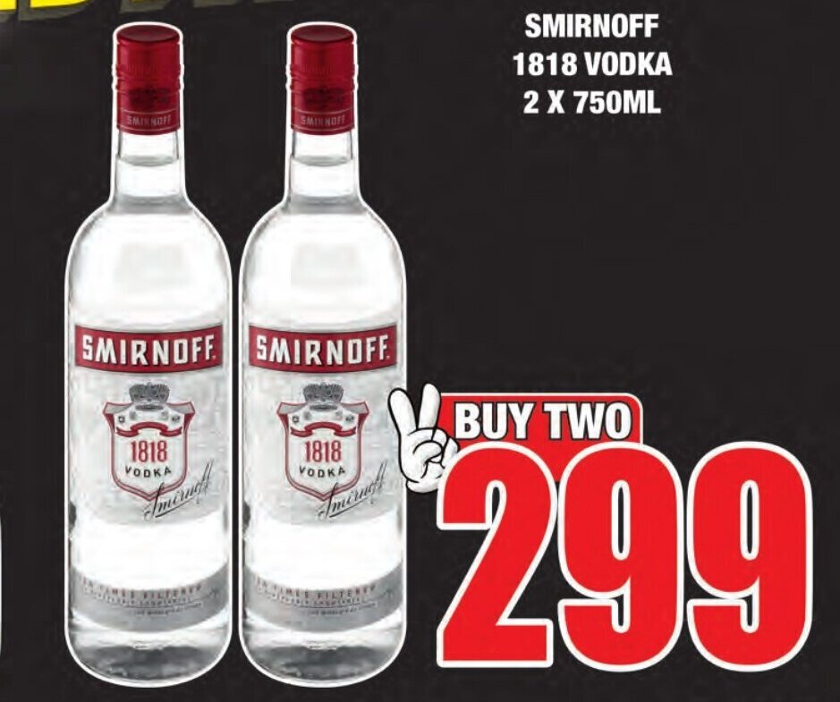 Smirnoff 1818 Vodka 2 x 750ml offer at Boxer Liquors