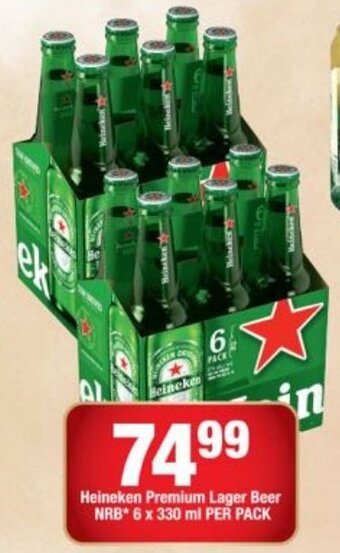 OK Liquor Heineken Premium Lager Beer NRB 6 x 330ml per pack offer