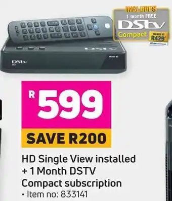 Game HD Single View Installed + 1Month DSTV Compact Subscription offer