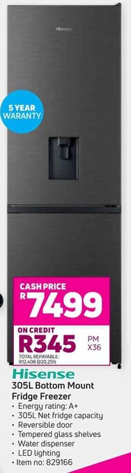 Game Hisense 305L Bottom Mount Fridge Freezer offer