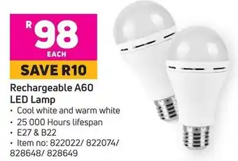 Game Rechargeable A60 LED Lamp offer