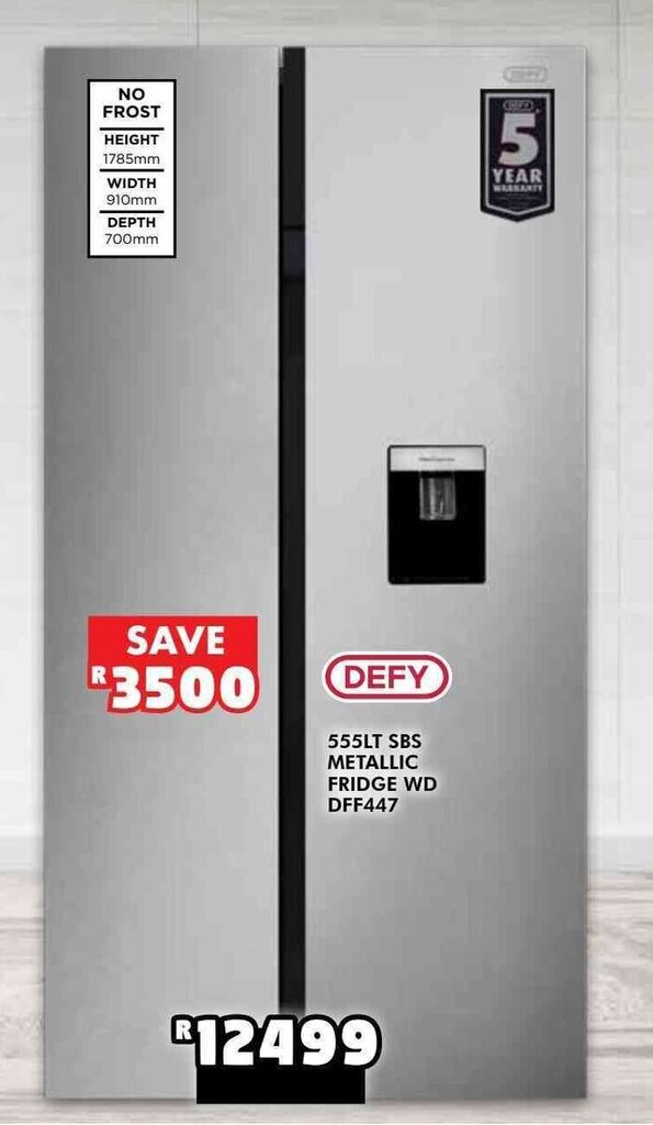 Defy 555L SBS Metallic Fridge WD DFF447 offer at Russells