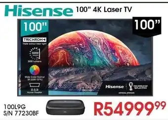 Hirsch's HIsense 4K Laser TV 100" offer