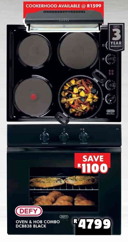 Defy Oven & Hob Combo DCB838 Black offer at Russells
