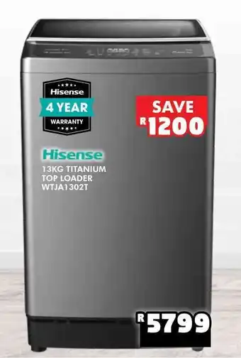 Russells Hisense 13kg Titanium Top Loader WTJA302T offer