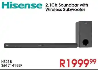 Hirsch's Hisense 2,1Cg Sounbar with Wireless Subwoofer offer