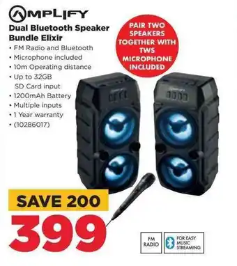 HiFi Corp Amplify Dual Bluetooth Speaker Bundle Elixir offer