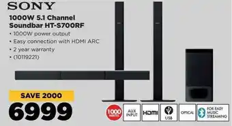 HiFi Corp Sony 1000W 5.1 Channel Soundbar HT-S700RF offer