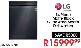 Hirsch's LG 14 Place Matte Black QuadWash Steam Dishwasher offer