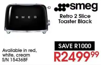 Hirsch's Smeg Retro 2 Slice Toaster Black offer