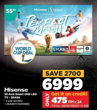 HiFi Corp Hisense 55-inch Smart UHD LED TV-55A6H offer