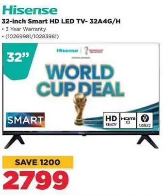 HiFi Corp Hisense 32-inch Smart HD LED TV-32A4G/H offer