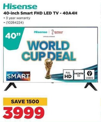 HiFi Corp Hisense 40-inch Smart FHD LED TV-40A4H offer