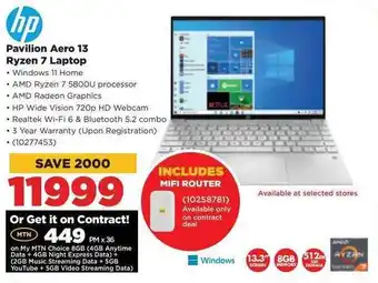 HiFi Corp HP Pavillion Aero 13 Ryzen 7 Laptop offer
