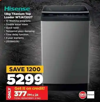 HiFi Corp Hisense 13kg Titanium Top Loader WTJA1302T offer