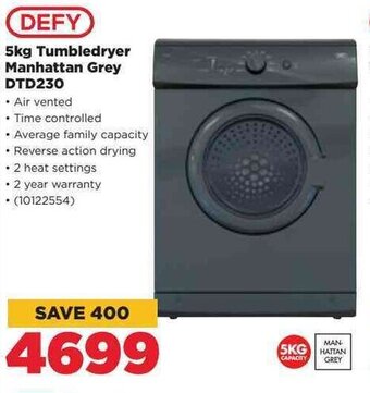 HiFi Corp Defy 5kg Tumbledryer Manhattan Grey DTD230 offer