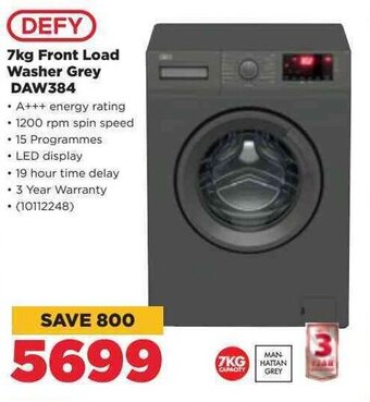 HiFi Corp Defy 7kg Front Load Washer Grey DAW384 offer