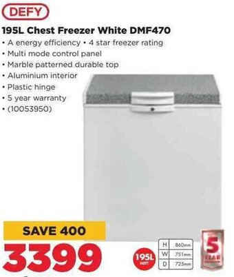 HiFi Corp Defy 195L Chest Freezer White DMF470 offer