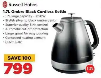 HiFi Corp Russell Hobbs 1.7L Ombre Black Cordless Kettle offer