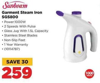 HiFi Corp Sunbeam Garment Steam Iron SGS800 offer