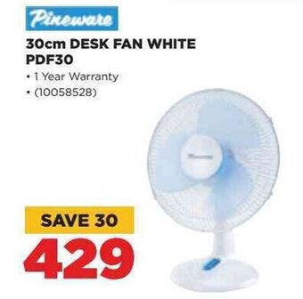 HiFi Corp Pineware 30cm Desk Fan White PDF30 offer