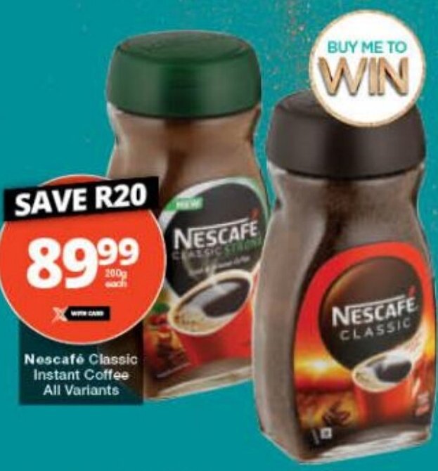 Nescafé Classic Instant Coffee All Variants 200g offer at Checkers