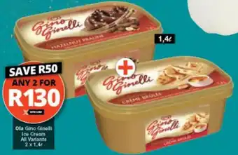 Checkers Ola Gino Ginelli Ice Cream All Variants Each 2x1,4L offer