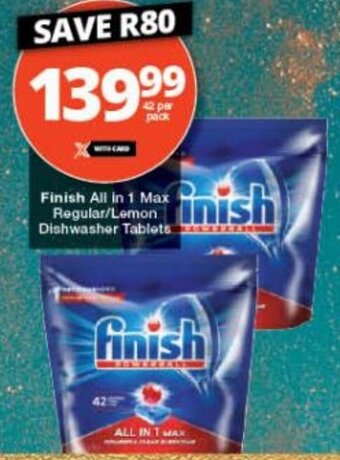 Checkers Finish All In 1 Max Regular/Lemon Dishwasher Tablets offer