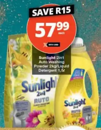 Checkers Sunlight 2in1 Auto Washing Powder 2kg/ Líquid Detergente 1,5L offer