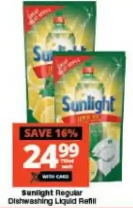 Checkers Sunlight Regular Dishwashing Liquid Refill offer