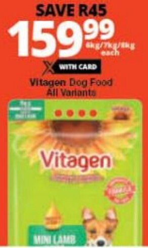 Checkers Vitagen Dog Food All Variants offer