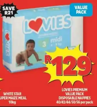 Lovie Premium Value Pack Disposable Nappies 40/42/44/50/56 per Pack