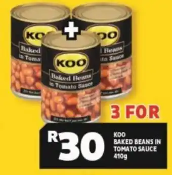 Usave Koo Baked Beans In Tomato Sauce 3x410g offer