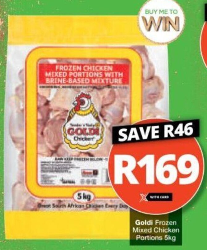 Goldi Prozen Mixed Chicken Portions 5kg offer at Checkers