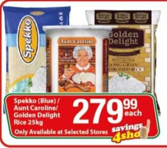 Check Save Spekko Blue / Aunt Caroline / Golden Delight Rice 25kg offer