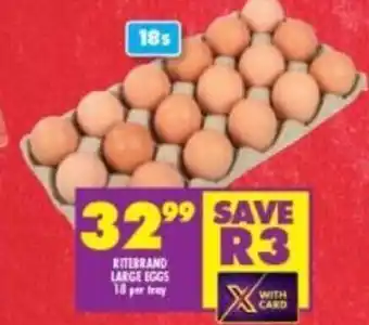 Shoprite Ritebrand Large Eggs 18 per tray offer