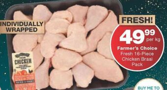 Checkers Farmer's Choice Fresh 16-Piece Chicken Braai Pack offer