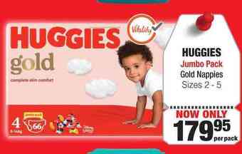 Dis-Chem Huggies jumbo pack gold nappies sizes 2-5-per pack offer