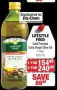 Dis-Chem Lifestyle food cold pressed extra virgin olive oil- for 1 x 1 litre offer
