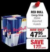 Dis-Chem Red bull energy drink 250ml assorted 4 pack- per pack offer