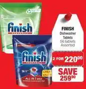 Dis-Chem Finish dishwasher tablets assorted- for 2 x 56 tablets offer