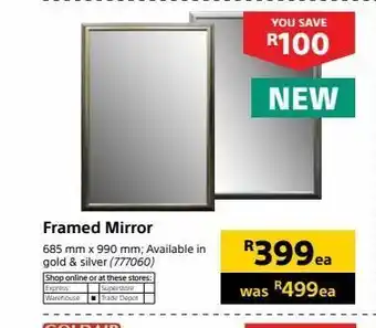 Builders Warehouse Framed mirror offer