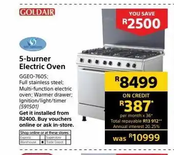 Builders Warehouse 5- burner electric oven offer