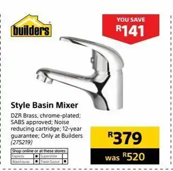 Builders Warehouse Style basin mixer offer