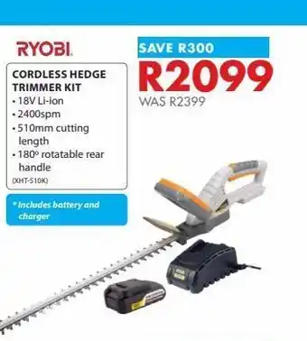 Cordless hedge trimmer kit