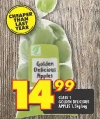 Shoprite Class 1 Golden Delicous Apples 1,5kg bag offer