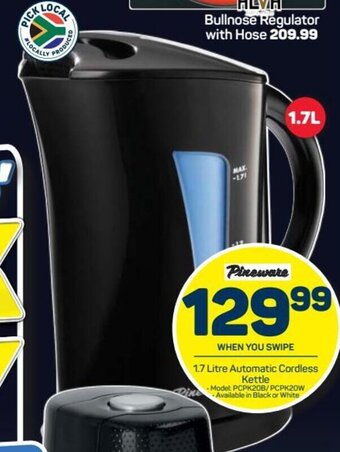 Pick n Pay Pineware 1.7 litre Automatic Cordless Kettle offer
