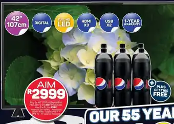 Pick n Pay AIM Buy 1 x 42"(107cm) Digital Full HD LED TV and GET Pepsi Cola Max 6 x 2 litre FREE offer
